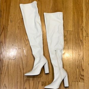 White Thigh High Fashion Nova Boots
